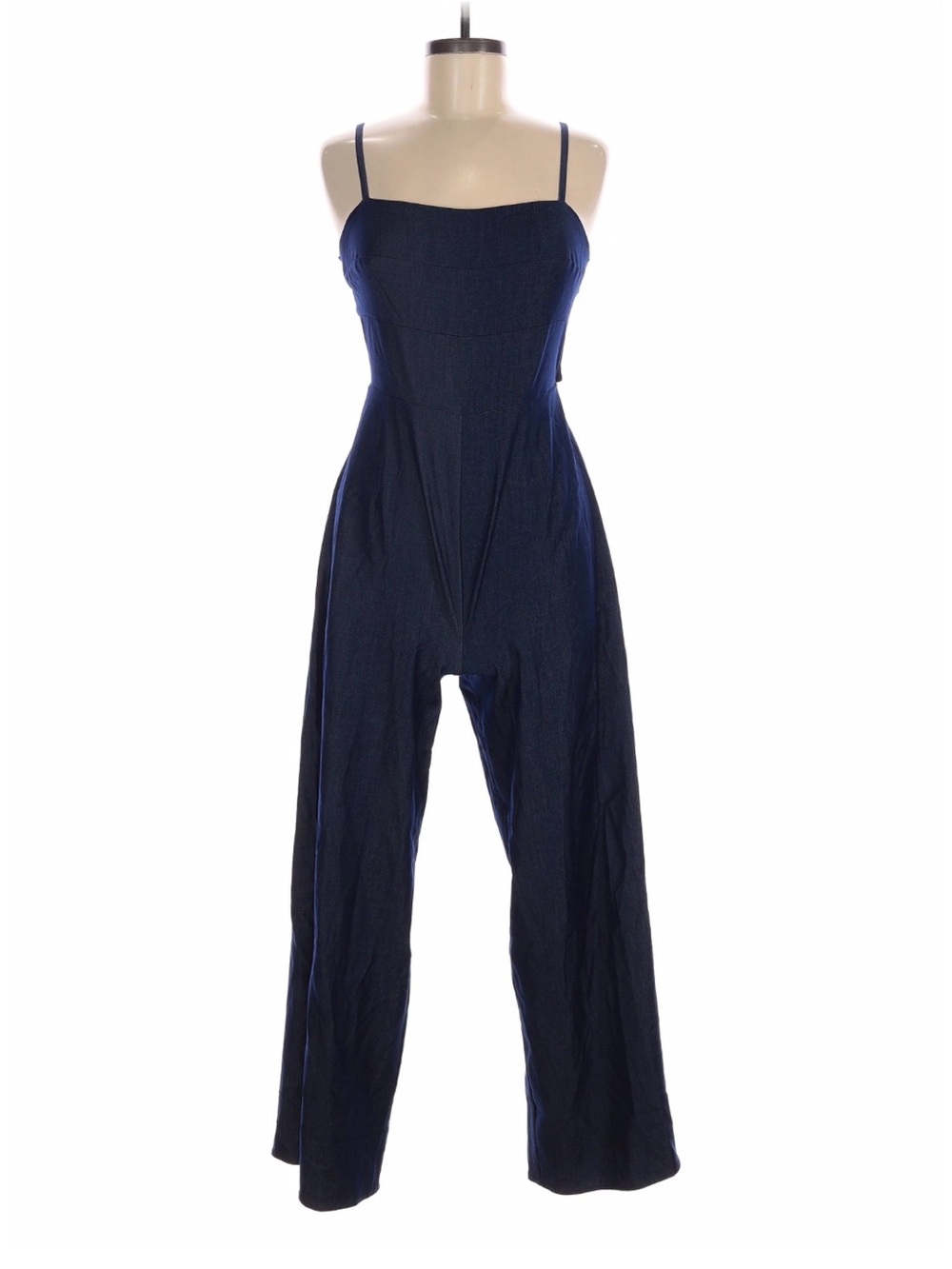 Women's Navy Spaghetti-Strap Wide-Leg Jumpsuit